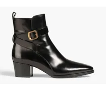 Buckled leather ankle boots - Black