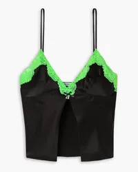 Alexander Wang Embellished lace-trimmed silk-charmeuse camisole - Black Black