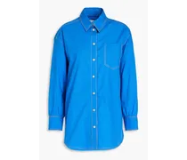 Candide topstitched cotton-poplin shirt - Blue