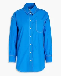 Sandro Topstitched cotton-poplin shirt - Blue Blue