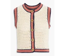 90s crocheted cotton vest - White