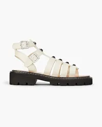 Sandro Studded lizard-effect leather sandals - White White