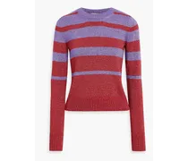 Metallic striped knitted sweater - Red