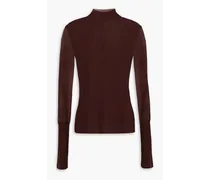 Cotton-blend turtleneck sweater - Brown