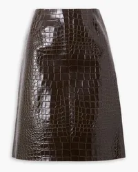 16ARLINGTON Wile glossed croc-effect leather skirt - Brown Brown