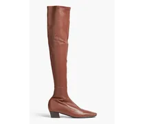 Colette stretch-leather knee boots - Brown