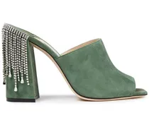 Baia 100 crystal-embellished suede mules - Green