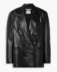 Stella McCartney 0versized double-breasted vegetarian leather blazer - Black Black