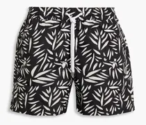 Short-length printed swim shorts - Black