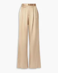 Nili Lotan Flavie pleated silk-satin wide-leg pants - Neutral Neutral