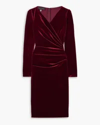 Talbot Runhof Wrap-effect velvet dress - Burgundy Burgundy