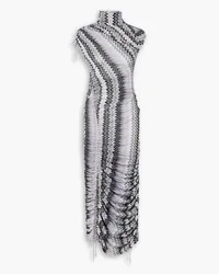 Missoni Crystal-embellished ruched metallic crochet-knit maxi dress - Metallic Metallic