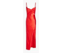 Satin maxi slip dress - Red
