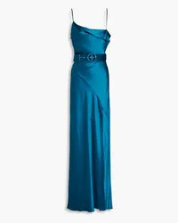 NICHOLAS Belira draped belted satin-crepe gown - Blue Blue