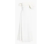 Manuela off-the-shoulder faille-paneled crepe maxi dress - White