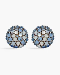 Oscar de la Renta Gold-tone crystal earrings - Blue Blue