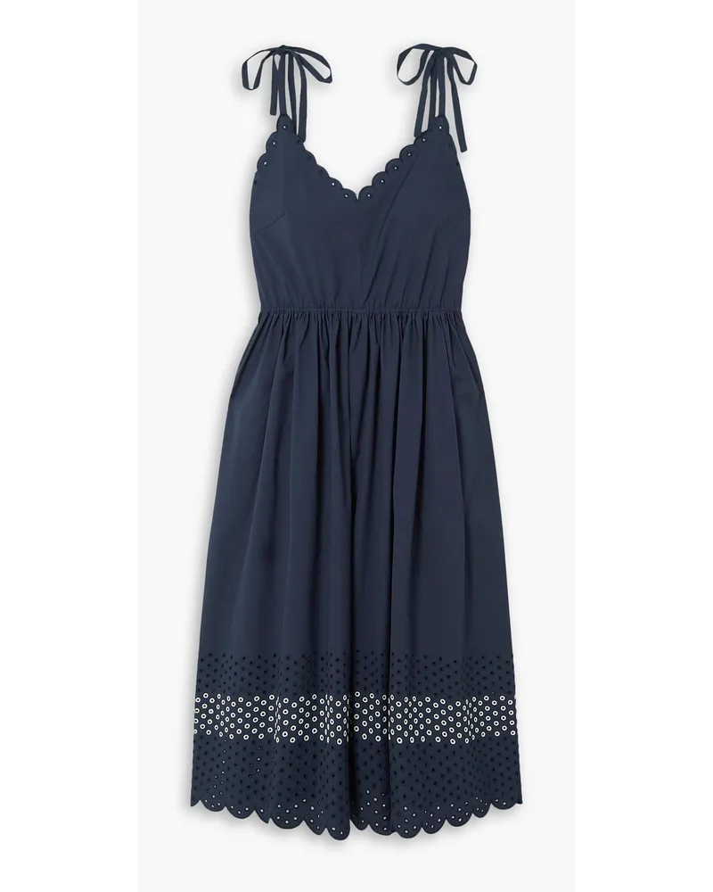 Jason Wu Scalloped broderie anglaise cotton-blend midi dress - Blue Blue