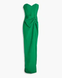 Marchesa Strapless twisted crepe gown - Green Green