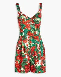 Dolce & Gabbana Pleated floral-print cloqué playsuit - Red Red