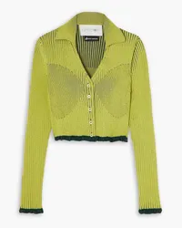 AZ FACTORY Ester Manas cropped ruffled ribbed-knit cardigan - Green Green