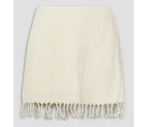 Rena fringed cotton-gauze mini skirt - White