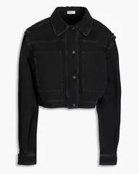 Brunello Cucinelli Cropped bead-embellished denim jacket - Black Black