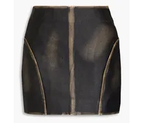 Distressed pebbled-leather mini skirt - Black