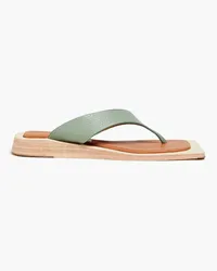 Miista Valeria pebbled-leather flip flops - Green Green