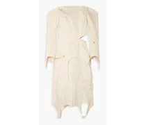 Off-the-shoulder cutout cotton-twill midi dress - White