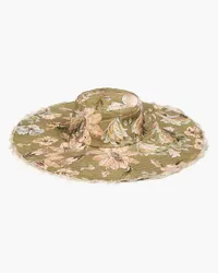 Zimmermann Floral-print linen-canvas sunhat - Green Green