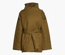 Belted quilted shell jacket - Green