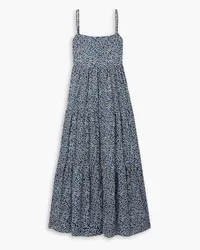 Matteau Tiered floral-print cotton-poplin maxi dress - Blue Blue