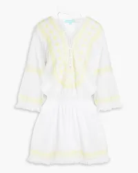 Melissa Odabash Martina embroidered cotton and linen-blend mini dress - Yellow Yellow