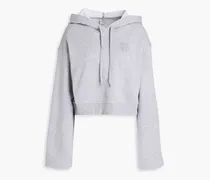 Mélange logo-print organic cotton-fleece hoodie - Gray