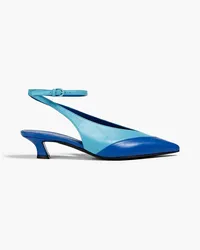 Emporio Armani Two-tone leather slingback pumps - Blue Blue