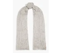 Metallic striped linen-blend scarf - Neutral