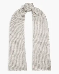 Brunello Cucinelli Metallic striped linen-blend scarf - Neutral Neutral