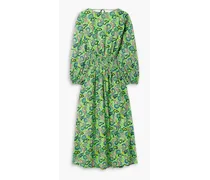 Poppy printed cotton-voile midi dress - Green