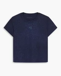 Alexander Wang Appliquéd glittered cotton-jersey T-shirt - Blue Blue