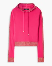 Balmain Rossignol ribbed metallic merino wool-blend hoodie - Pink Pink