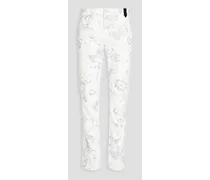 Oliver slim-fit floral-print denim jeans - White