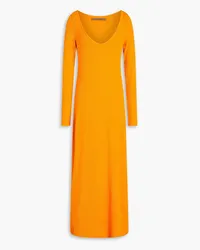 Enza Costa Ribbed jersey midi dress - Orange Orange