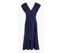 Crinkled Tencel™-blend midi dress - Blue