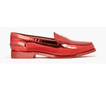 Alber Elbaz mirrored-leather loafers - Red