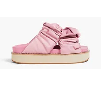 Ruched satin platform sandals - Pink