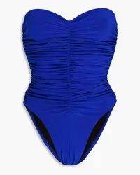 Norma Kamali Slinky Marissa strapless ruched swimsuit - Blue Blue