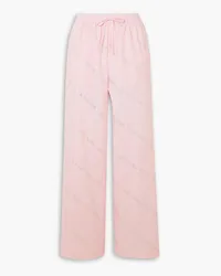 ROTATE Birger Christensen Crystal-embellished cotton-poplin wide-leg pants - Pink Pink