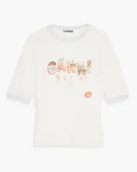 Ganni Printed cotton-jersey T-shirt - White White