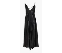 Draped leather midi dress - Black