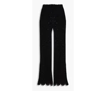 Nola crocheted lace cotton-blend flared pants - Black
